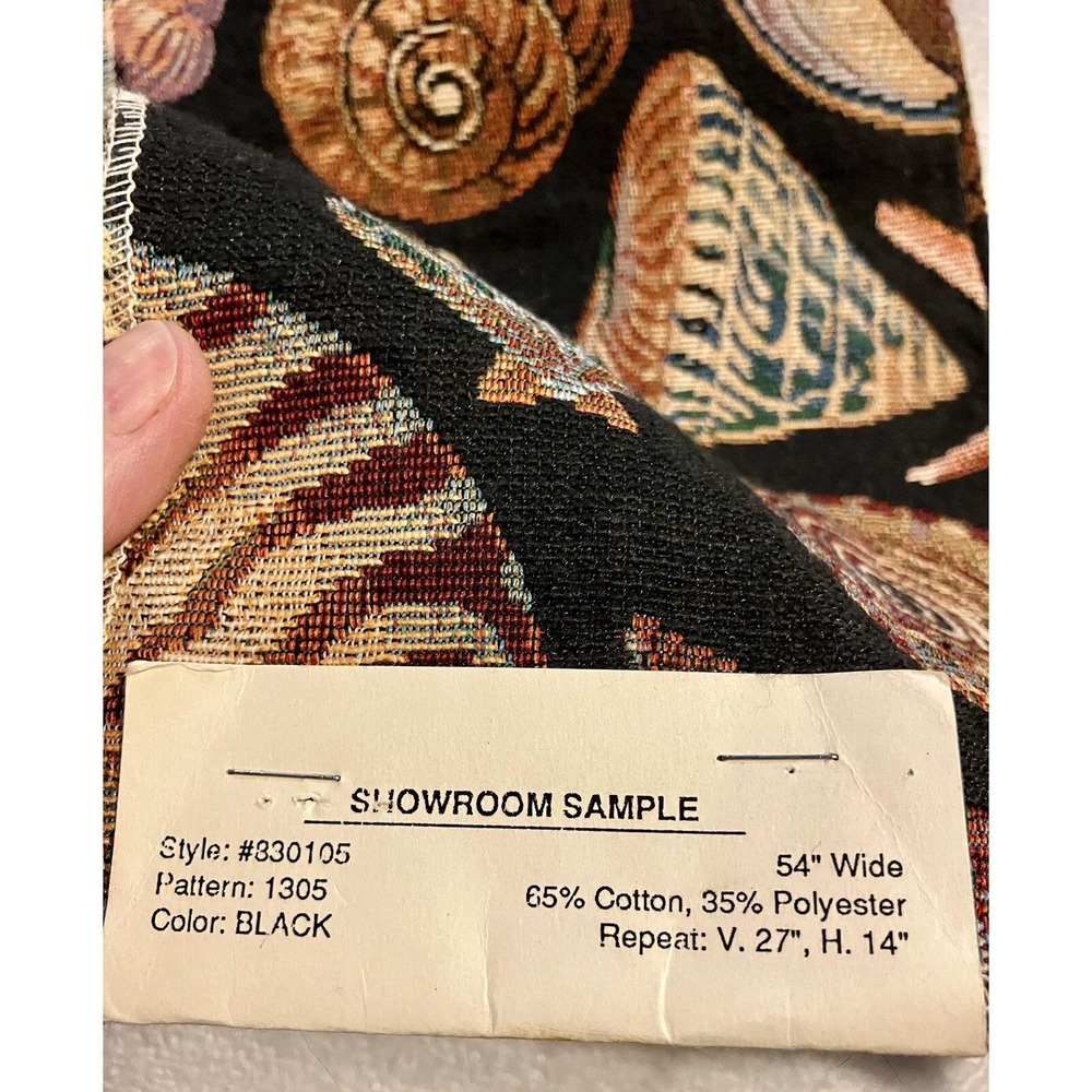 Showroom Sample Upholstery 54" Wide Library Seashell Repeating Pattern Black